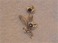 Sterling Silver Floral Brooch With Stones