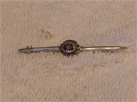 Sterling Silver Amethyst Marcasite Brooch Pin