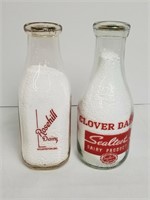2 Vintage Delaware Dairy One Quart Bottles