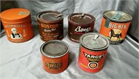 6 Vintage Round Tobacco Tins