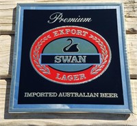 "Swan" Framed Beer Mirror