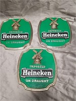 Lot Of 3 "Heineken" Plastic Beer Signs