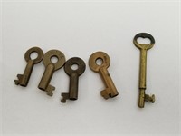 5 Vintage Railroad Padlock Keys