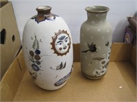 2 hand decorated vases marked/signed 10 & 11"