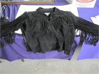 Leather suede shirt/jacket with fringe  pull on
