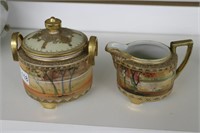 TWO NIPPON PAINTED CREAM AND SUGAR