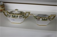 TWO PIANTED NIPPON CREAM AND SUGAR DISHES WITH