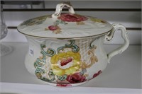 BISTO PAINTED CHAMBER POT WITH LID 10X8