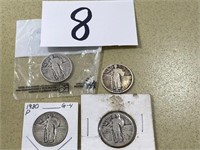 1926, 1929, 1930 & Smooth Date Standing Silver Qua