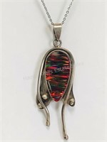 Large Mexican Fire Opal in Silver