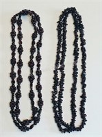 Two Long Strands Deep Red Wine Beads/Stones