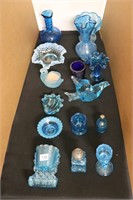 LOT OF BLUE GLASS ITMES