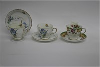 LOT OF 3 ASSORTED TEA CUPS AND SAUCERS