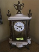 VINTAGE MARBLE AND BRASS MANTEL CLOCK
