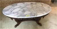 OVAL MARBLE TOP COFFEE TABLE