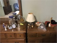 GROUP LOT- ASSORTED, CLOCKS, JARS, SHELLS