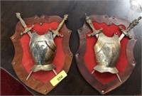 PAIR OF BRASS SHIELD ART CODE OF ARMS 14”
