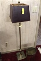 BRASS FLOOR LAMP WITH WASTE CAN