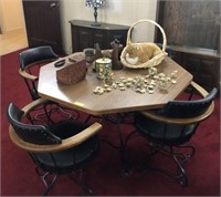 OCTAGONAL TABLE AND 4 CHAIRS-