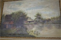 LARGE FRAMED OIL ON CANVAS SIGNED C.B SINCLAIR