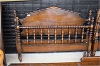 ANTIQUE DOUBLE SPOOL BED FRAME WITH RAILS