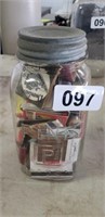 PINE MASON JAR FULL OF ADVERTISING  MATCHBOOKS