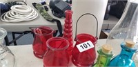 (4) RED GLASS LOT