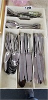 LARGE LOT OF SILVERWARE WITH TRAY