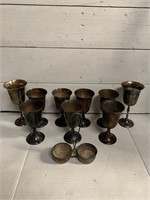 Several Silver Plated & or Brass Goblets