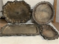 Lot of Silver Plated Platters and Trays
