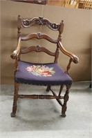DINER ARM CHAIR WITH NEEDLE POINT SEAT