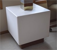 MCM Inter Design walnut cube end lamp table