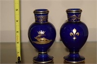 Pair Sevres porcelain handpainted cobalt vases