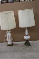 2 GLASS TABLE LAMPS 30"