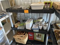 Plastic Shelf Unit and Contents - Misc. Glass Vase