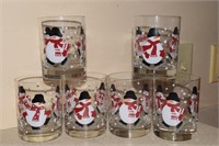 Set of 6 Snowman flat glasses