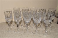 Set 10 faceted fine crystal liquer cordial glasses