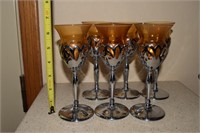 Lot of 6 amber glass in SP cordials set