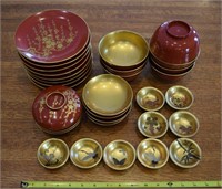 Gorgeous Japanese lacquerware handpainted set