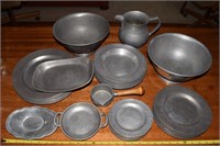 33 piece lot York Metalcrafters Pewter dinnerware