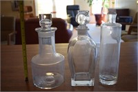 Lot of glass decanters bottles