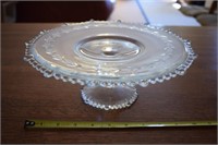 Vintage etched footed cake plate
