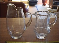glass & crystal water pitcher pair
