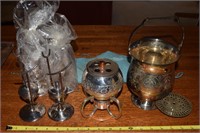 Vintage Silverplate etched warmer bowl lot