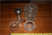 MCM frosted & clear vase + misc glass
