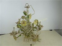 Vintage Hanging Floral Lamp - All Metal - 24"