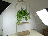 Vintage Metal Plant Stand with Shelves and Hanger