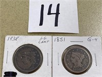 1838 & 1851 Large Cents