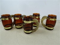 Set of 5 Glass Barrel Style Mugs