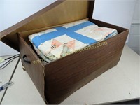 Box of Vintage Blankets Quilts and More